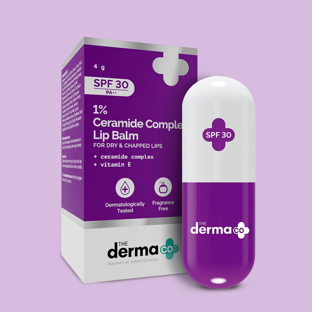 1% Ceramide Complex Lip Balm with Ceramides & Vitamin E, SPF 30 PA++ for Dry & Chapped Lips - 4g