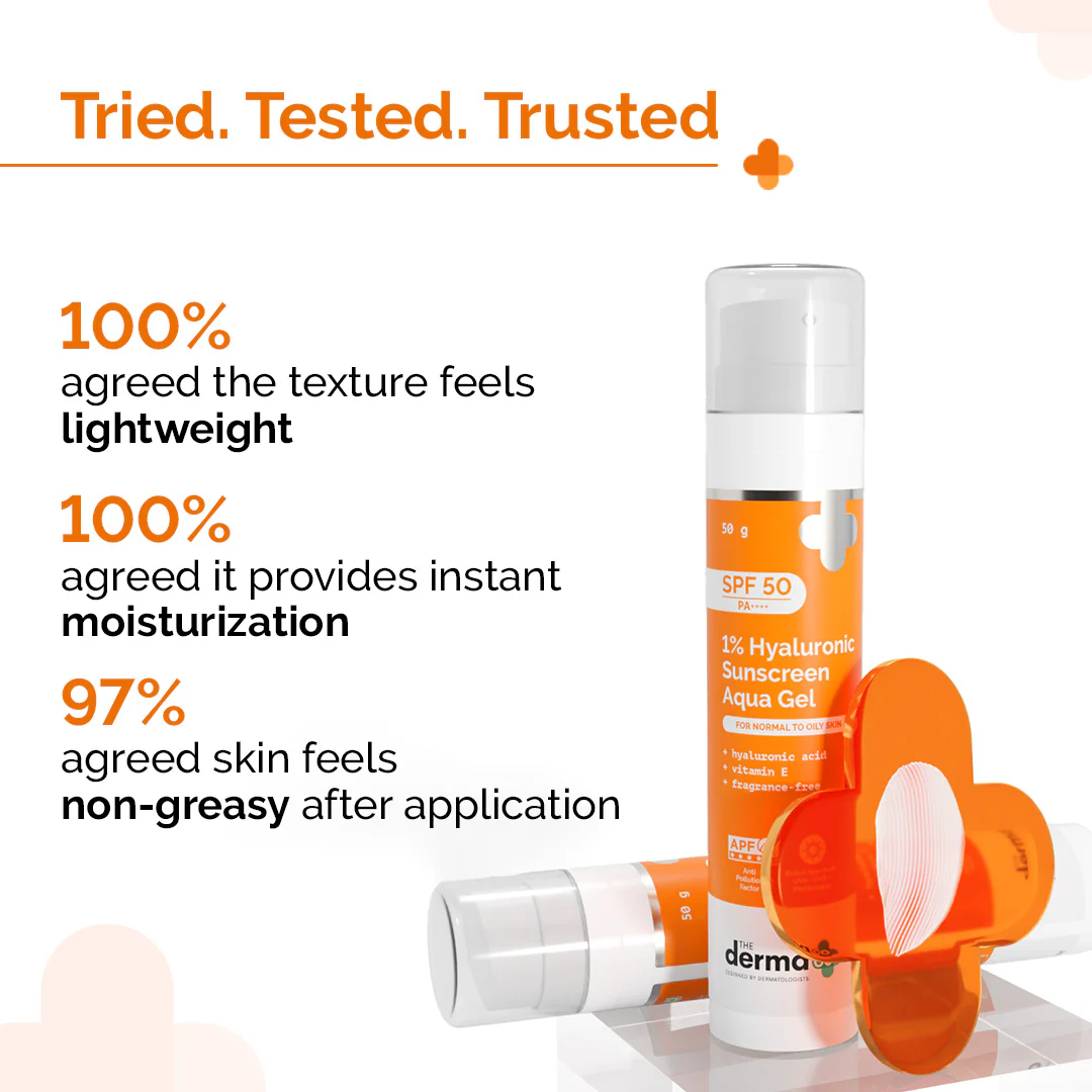1% Hyaluronic Sunscreen Aqua Gel In Vivo Tested (ISO 24444:2019 Certified, CTRI/2025/02/080287) for Broad Spectrum & Blue Light Protection for Oily, Dry, Acne-prone Skin - 50g (Pack of 2) - Image 9