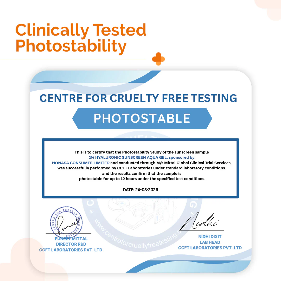 1% Hyaluronic Sunscreen Aqua Gel In-Vivo Tested (ISO 24444:2019 Certified, CTRI/2025/02/080287) with SPF 50 & PA++++ - 80g - Image 3